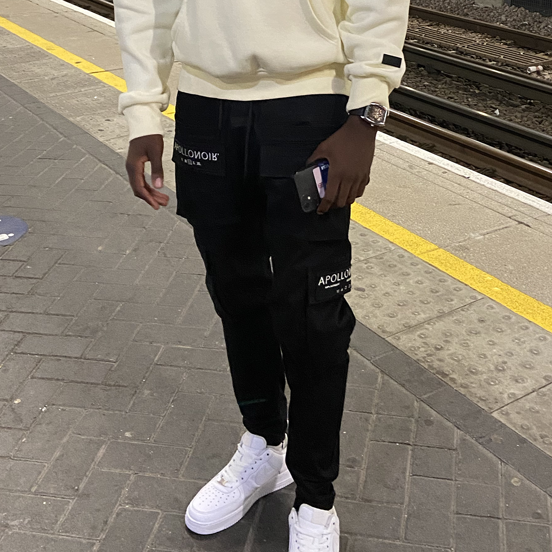 Straight Leg Cargo Pants - Black