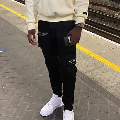 Straight Leg Cargo Pants - Black