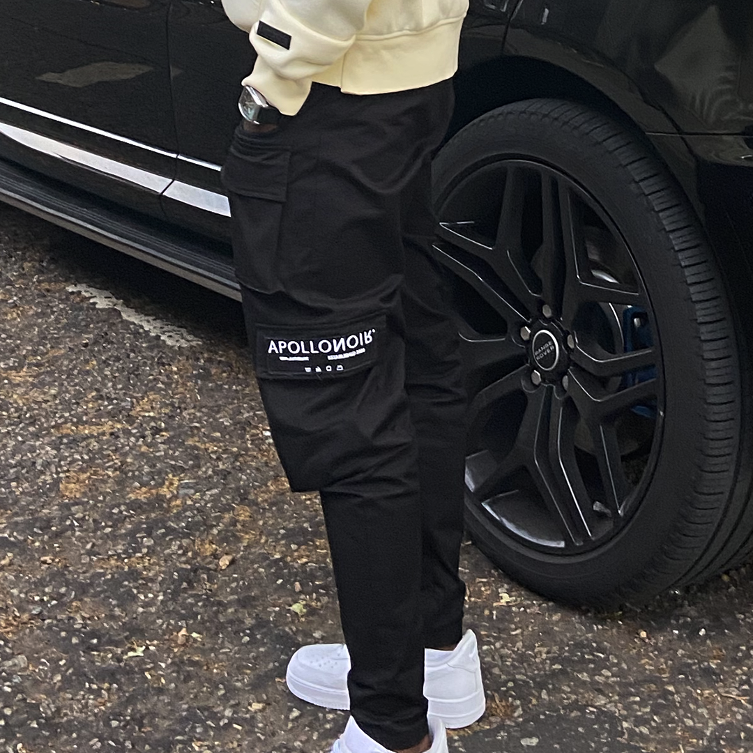 Straight Leg Cargo Pants - Black