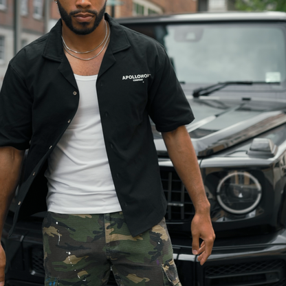 Men’s Short Sleeve Boxy Over Shirt - Black